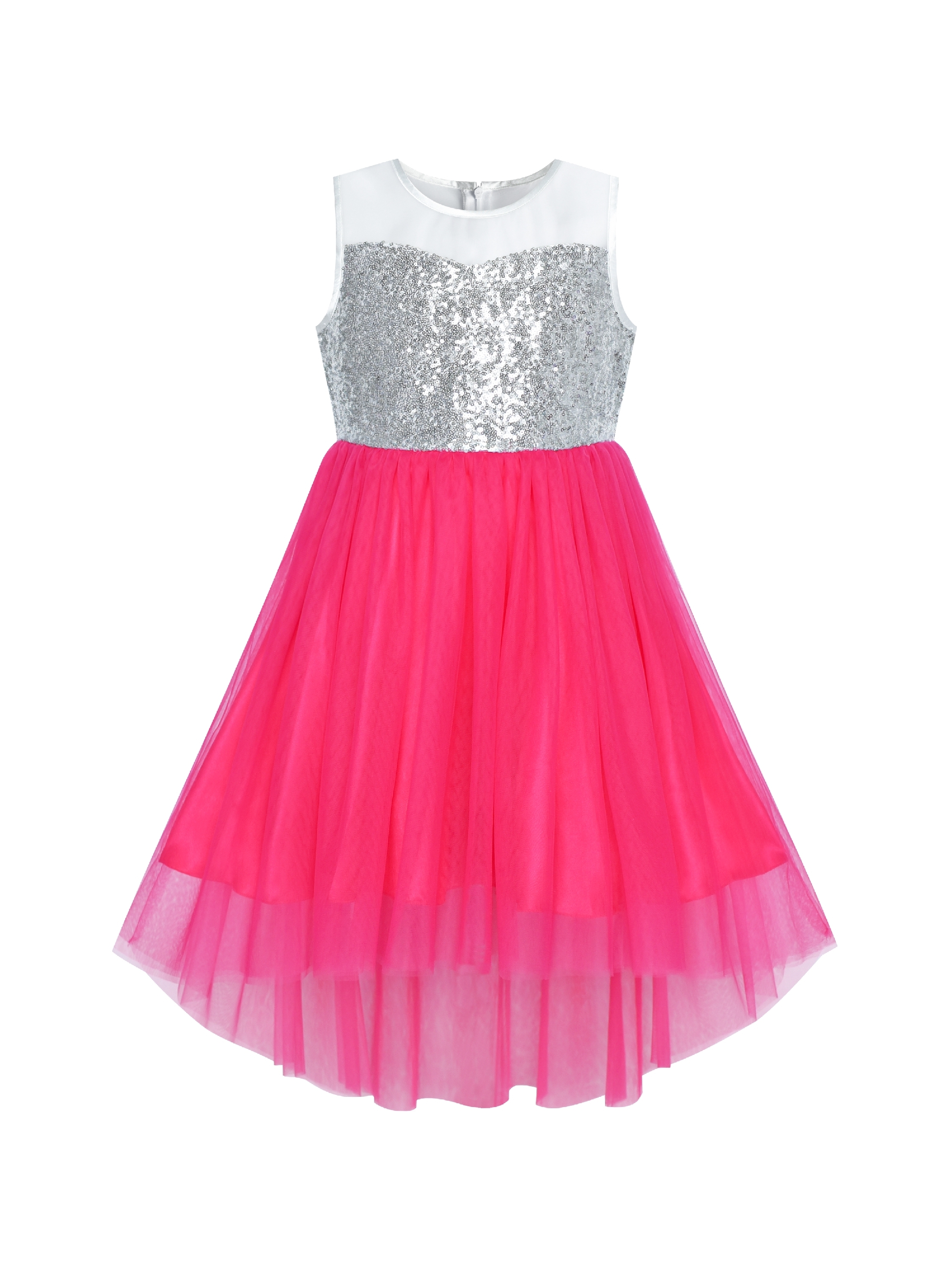 Flower Girls Dress Dark Pink Hi-low Party Wedding Bridesmaid 14 Years